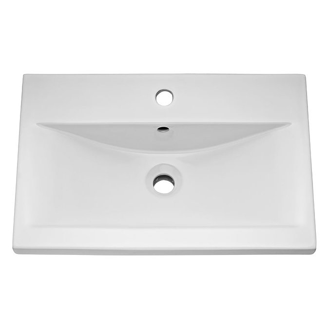 Brooklyn 500mm Gloss Grey Wall Hung 1-Drawer Vanity Unit with Brushed Brass Handle Profile Large Im