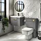 Brooklyn 500mm Gloss Grey Wall Hung 1-Drawer Vanity Unit with Brushed Brass Handle  Standard Large Image