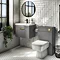 Brooklyn 500mm Gloss Grey Wall Hung 1-Drawer Vanity Unit with Brushed Brass Handle Standard Large Image