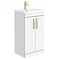 Brooklyn 500mm Gloss White Vanity Unit with Brushed Brass Handles Large Image