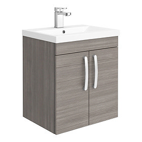 Brooklyn 500mm Grey Avola 2 Door Wall Hung Vanity Unit Large Image