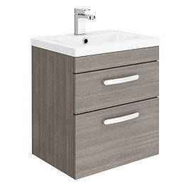 Brooklyn 500mm Grey Avola 2 Drawer Wall Hung Vanity Unit