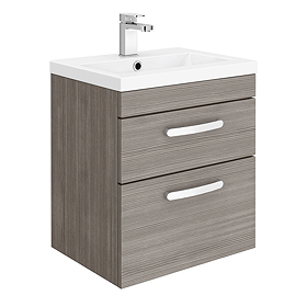 Brooklyn 500mm Grey Avola 2 Drawer Wall Hung Vanity Unit