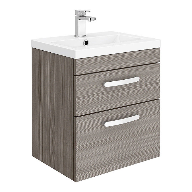 Brooklyn 500mm Grey Avola 2 Drawer Wall Hung Vanity Unit Large Image