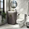 Brooklyn 500mm Grey Avola Vanity Unit with Brushed Brass Handles Standard Large Image