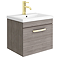 Brooklyn 500mm Grey Avola Wall Hung Vanity Unit - Single Drawer with Brushed Brass Handle