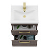Brooklyn 500mm Grey Avola Wall Hung Vanity Unit - 2 Drawer with Brushed Brass Handles