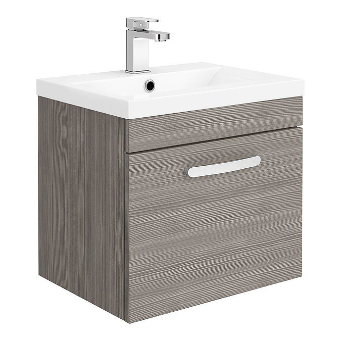 Brooklyn 500mm Grey Avola Wall Hung Vanity Unit - Single Drawer Large Image