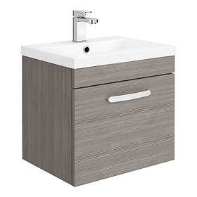 Brooklyn 500mm Grey Avola Wall Hung Vanity Unit - Single Drawer Large Image