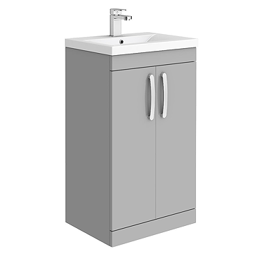 Brooklyn 500mm Grey Mist Vanity Unit - Floor Standing 2 Door Unit  Profile Large Image