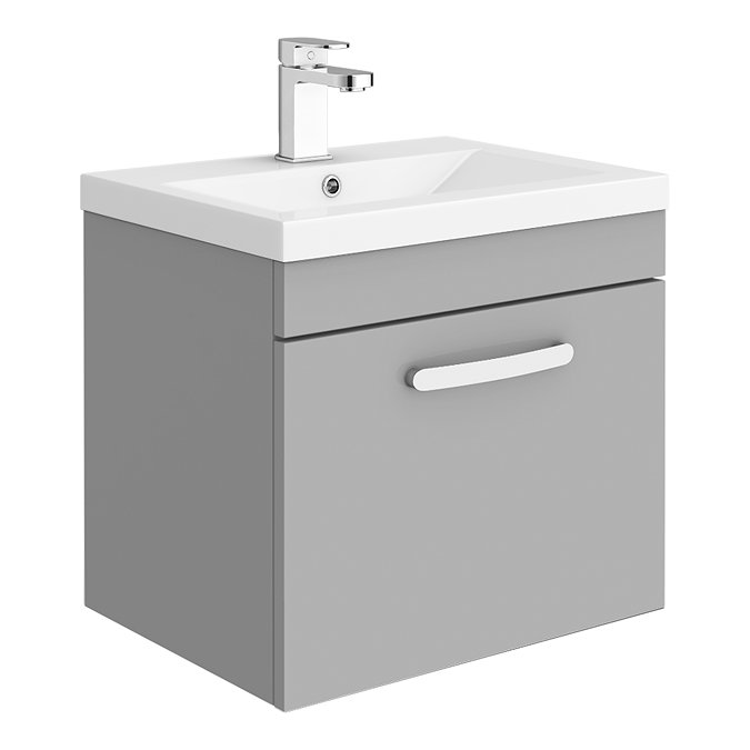 Brooklyn 500mm Grey Mist Wall Hung 1-Drawer Vanity Unit Large Image