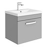Brooklyn 500mm Grey Mist Wall Hung 1-Drawer Vanity Unit Large Image
