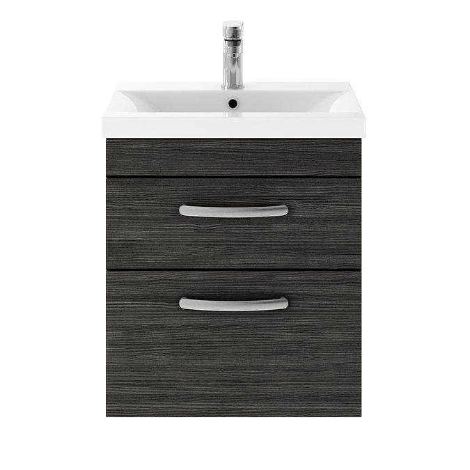 Brooklyn 500mm Hacienda Black 2 Drawer Wall Hung Vanity Unit Profile Large Image