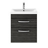 Brooklyn 500mm Hacienda Black 2 Drawer Wall Hung Vanity Unit  Profile Large Image