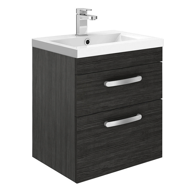 Brooklyn 500mm Hacienda Black 2 Drawer Wall Hung Vanity Unit Large Image