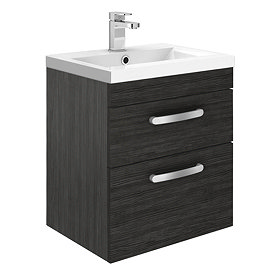 Brooklyn 500mm Hacienda Black 2 Drawer Wall Hung Vanity Unit Large Image