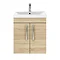 Brooklyn 500mm Natural Oak 2 Door Wall Hung Vanity Unit In Bathroom Large Image