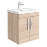 Brooklyn 500mm Natural Oak 2 Door Wall Hung Vanity Unit