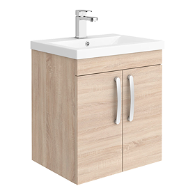 Brooklyn 500mm Natural Oak 2 Door Wall Hung Vanity Unit