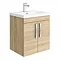 Brooklyn 500mm Natural Oak 2 Door Wall Hung Vanity Unit Large Image