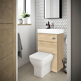 Brooklyn 500mm Natural Oak 2-In-1 Combined Wash Basin & Toilet Medium Image