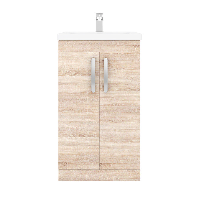 Brooklyn 500mm Natural Oak Vanity Unit - Floor Standing 2 Door Unit additional Large Image