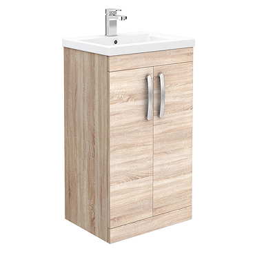 Brooklyn 500mm Natural Oak Vanity Unit - Floor Standing 2 Door Unit  In Bathroom Large Image