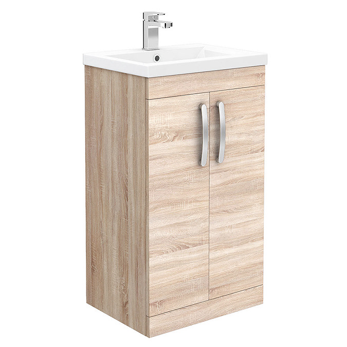 Brooklyn 500mm Natural Oak Vanity Unit - Floor Standing 2 Door Unit Large Image