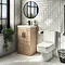 Brooklyn 500mm Natural Oak Vanity Unit with Brushed Brass Handles Standard Large Image