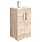 Brooklyn 500mm Natural Oak Vanity Unit with Brushed Brass Handles Large Image