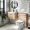 Brooklyn 500mm Natural Oak Wall Hung 1-Drawer Vanity Unit with Brushed Brass Handle Standard Large Image