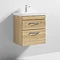 Brooklyn 500mm Natural Oak Wall Hung 2-Drawer Vanity Unit with Thin-Edged Ceramic Basin Standard Large Image