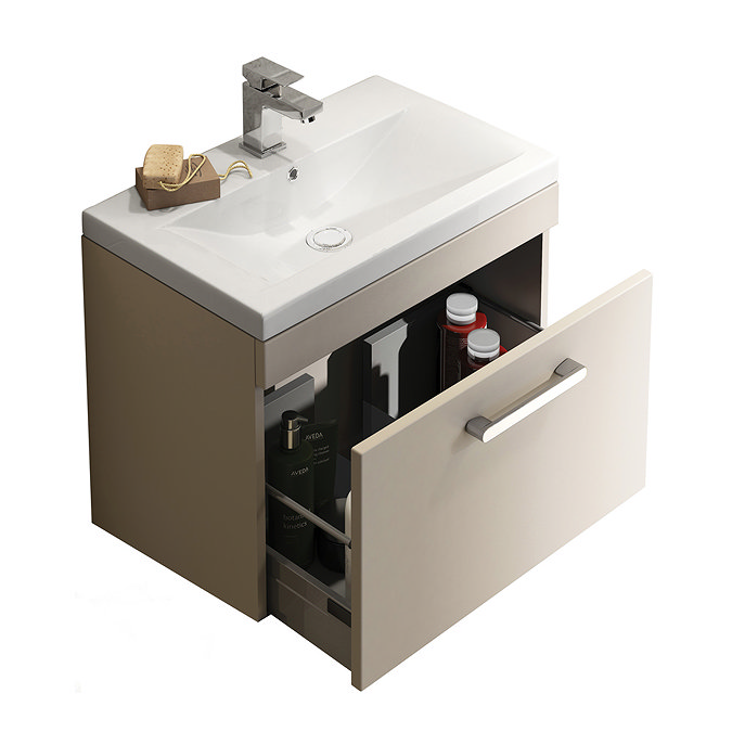 Brooklyn 500mm Stone Grey Wall Hung Vanity Unit - Single Drawer Standard Large Image