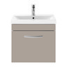 Brooklyn 500mm Stone Grey Wall Hung Vanity Unit - Single Drawer Large Image