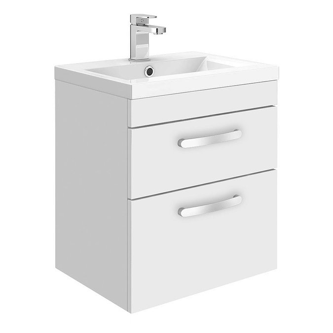 Brooklyn 500mm White Gloss 2 Drawer Wall Hung Vanity Unit Large Image