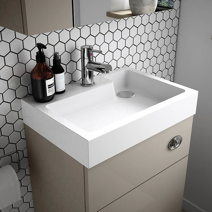 Brooklyn 500mm White Gloss 2-In-1 Combined Wash Basin & Toilet  Profile Large Image