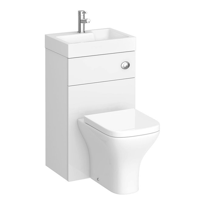 Brooklyn 500mm White Gloss 2-In-1 Combined Wash Basin & Toilet  In Bathroom Large Image