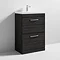 Brooklyn 600 Black Floor Standing 2 Drawer Vanity Unit with Thin-Edge Basin Standard Large Image