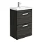 Brooklyn 600 Black Floor Standing 2 Drawer Vanity Unit with Thin-Edge Basin Large Image