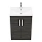 Brooklyn 600 Black Floor Standing Vanity Unit with Thin-Edge Basin In Bathroom Large Image