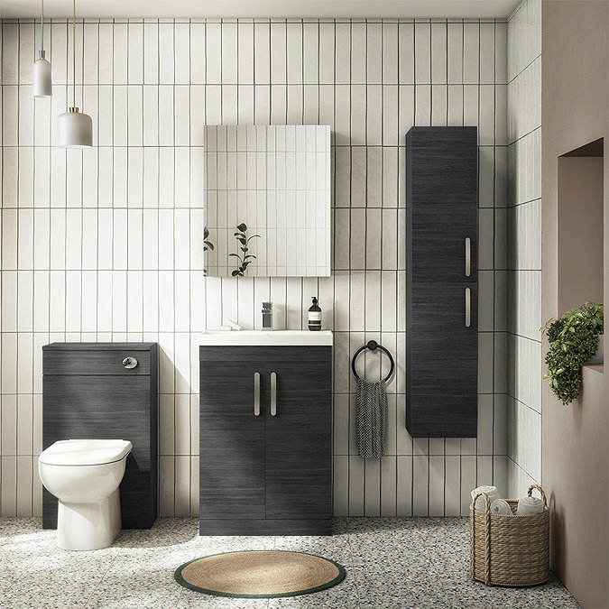 Brooklyn 600 Black Floor Standing Vanity Unit with Thin-Edge Basin additional Large Image