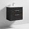 Brooklyn 600 Black Wall Hung 2 Drawer Vanity Unit with Thin-Edge Basin Standard Large Image