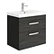 Brooklyn 600 Black Wall Hung 2 Drawer Vanity Unit with Thin-Edge Basin Large Image