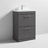 Brooklyn 600 Gloss Grey Floor Standing 2 Drawer Vanity Unit with Thin-Edge Basin  Standard Large Ima