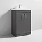 Brooklyn 600 Gloss Grey Floor Standing Vanity Unit with Thin-Edge Basin  Standard Large Image