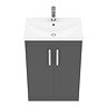 Brooklyn 600 Gloss Grey Floor Standing Vanity Unit with Thin-Edge Basin  In Bathroom Large Image