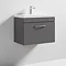 Brooklyn 600 Gloss Grey Wall Hung 1-Drawer Vanity Unit with Thin-Edge Basin Standard Large Image