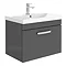 Brooklyn 600 Gloss Grey Wall Hung 1-Drawer Vanity Unit with Thin-Edge Basin Large Image