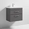 Brooklyn 600 Gloss Grey Wall Hung 2 Drawer Vanity Unit with Thin-Edge Basin Standard Large Image