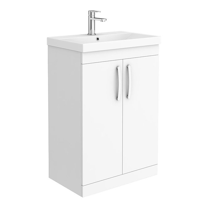 Brooklyn 600 Gloss White Floor Standing Vanity Unit with Thin-Edge Basin Large Image